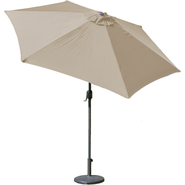 GardenKraft Beige 6 Ribs Crank and Tilt Parasol 2.7m - Cream - Wilko - image 1