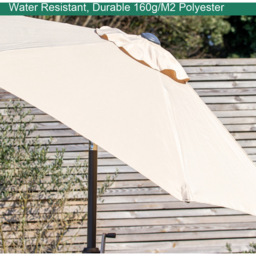 GardenKraft Beige 6 Ribs Crank and Tilt Parasol 2.7m - Cream - Wilko - thumbnail 5
