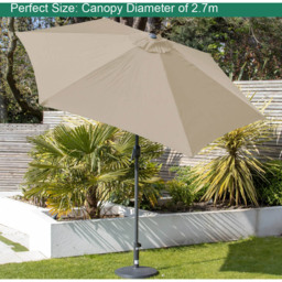 GardenKraft Beige 6 Ribs Crank and Tilt Parasol 2.7m - Cream - Wilko - thumbnail 4