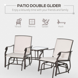 Outsunny Beige Double Garden Glider Rocking Chairs - Size: 115 x 63 x 20.5cm - Cream - Wilko - thumbnail 7