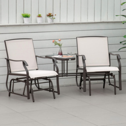 Outsunny Beige Double Garden Glider Rocking Chairs - Size: 115 x 63 x 20.5cm - Cream - Wilko