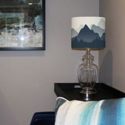 Benjamin Tate Design Big Mountain Landscape Illustration Lamp Shade - Size: 45 x 26 x 10cm - Blue - Wilko - thumbnail 5