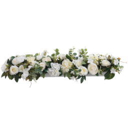 Living and Home Green and White Artificial Peony and Rose Garland Row Decoration 100 x 25cm - Size: 16 x 100 x 25cm - Wilko - thumbnail 1