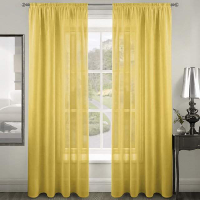 Velosso Riva Plain Ochre Slot Top Voile Panel Curtain 150 x 122cm - Size: W 150 x D 122cm - Yellow - Wilko - image 1