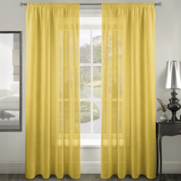 Velosso Riva Plain Ochre Slot Top Voile Panel Curtain 150 x 122cm - Size: W 150 x D 122cm - Yellow - Wilko - thumbnail 1