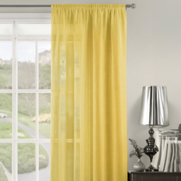 Velosso Riva Plain Ochre Slot Top Voile Panel Curtain 150 x 122cm - Size: W 150 x D 122cm - Yellow - Wilko - thumbnail 3
