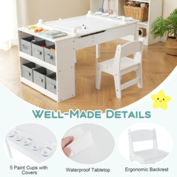 Costway White Kids 2 in 1 Table and Chair Set - Size: 101 x 68 x 16cm - Wilko - thumbnail 5