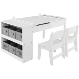 Costway White Kids 2 in 1 Table and Chair Set - Size: 101 x 68 x 16cm - Wilko - thumbnail 3