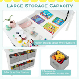 Costway White Kids 2 in 1 Table and Chair Set - Size: 101 x 68 x 16cm - Wilko - thumbnail 7