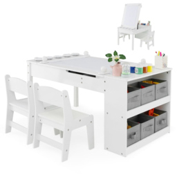 Costway White Kids 2 in 1 Table and Chair Set - Size: 101 x 68 x 16cm - Wilko - thumbnail 4