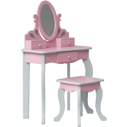 Teamson Kids Little Princess Pink and Grey Rapunzel Play Vanity Set - Size: 99.1 x 32.0 x 63.0cm - Wilko - thumbnail 5