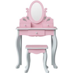 Teamson Kids Little Princess Pink and Grey Rapunzel Play Vanity Set - Size: 99.1 x 32.0 x 63.0cm - Wilko - thumbnail 3