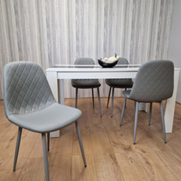 Kosy Koala 4 Seater Faux Leather Dining Set White Black and Grey - Multi - Portland - Wilko - thumbnail 6