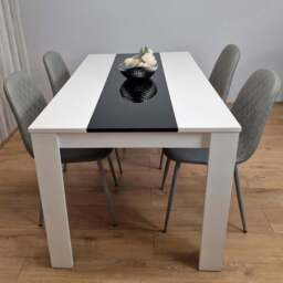 Kosy Koala 4 Seater Faux Leather Dining Set White Black and Grey - Multi - Portland - Wilko - thumbnail 1