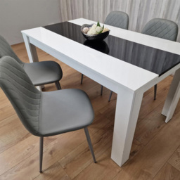 Kosy Koala 4 Seater Faux Leather Dining Set White Black and Grey - Multi - Portland - Wilko - thumbnail 7