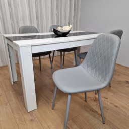 Kosy Koala 4 Seater Faux Leather Dining Set White Black and Grey - Multi - Portland - Wilko - thumbnail 4