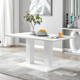 Furniturebox Molini Cesano 6 Seater Dining Set White Gloss Cream and Gold - Wilko - thumbnail 3
