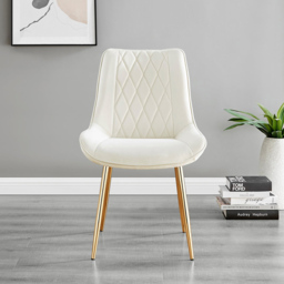 Furniturebox Molini Cesano 6 Seater Dining Set White Gloss Cream and Gold - Wilko - thumbnail 4