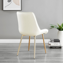 Furniturebox Molini Cesano 6 Seater Dining Set White Gloss Cream and Gold - Wilko - thumbnail 5