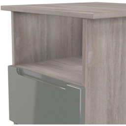 Crowndale Milan Single Drawer Single Shelf Grey Gloss and Grey Oak Lamp Table Ready Assembled - Size: 50 x 44 x 44cm - Grey Gloss & Grey Oak - Wilko - thumbnail 5