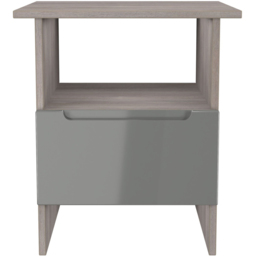 Crowndale Milan Single Drawer Single Shelf Grey Gloss and Grey Oak Lamp Table Ready Assembled - Size: 50 x 44 x 44cm - Grey Gloss & Grey Oak - Wilko - thumbnail 4