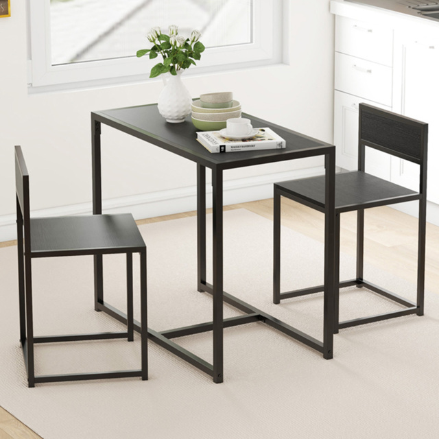 HOMCOM 2 Seater Metal Frame Dining Set Black - Wilko - image 1