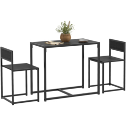 HOMCOM 2 Seater Metal Frame Dining Set Black - Wilko - thumbnail 3