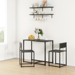 HOMCOM 2 Seater Metal Frame Dining Set Black - Wilko - thumbnail 4
