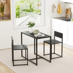 HOMCOM 2 Seater Metal Frame Dining Set Black - Wilko - thumbnail 5