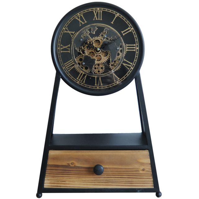 Acacia Home Single Drawer Black Table Clock 51cm - Size: 51 x 30 x 8cm - Wilko - image 1