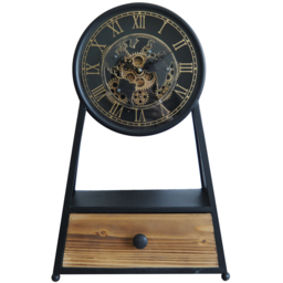 Acacia Home Single Drawer Black Table Clock 51cm - Size: 51 x 30 x 8cm - Wilko - thumbnail 1