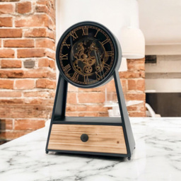 Acacia Home Single Drawer Black Table Clock 51cm - Size: 51 x 30 x 8cm - Wilko - thumbnail 3