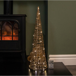 Samuel Alexander Gold Glitter Twist Warm White LED Christmas Cone Trees 3 Pack - Size: 60 x 20 x 16cm - Wilko - thumbnail 7