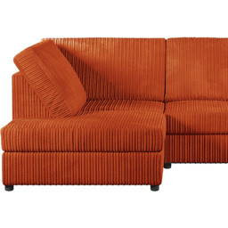 Luxor 4 Seater Orange Jumbo Cord Full Back Left Hand L Shape Corner Sofa - Wilko - thumbnail 4