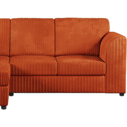 Luxor 4 Seater Orange Jumbo Cord Full Back Left Hand L Shape Corner Sofa - Wilko - thumbnail 5