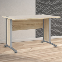 Florence Wooden and Steel 120cm Desk Oak and Silver Grey - Size: 80.1 x 120.1 x 75cm - Furniture to Go - Wilko