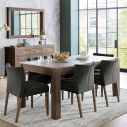 Bentley Designs Turin Set of 2 Dark Oak Gun Metal Velvet Low Back Upholstered Chair - Grey - Wilko - thumbnail 6
