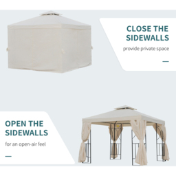 Outsunny 3 x 3m 2-Tier Beige Gazebo with Side Walls - Size: 265 x 295 x 295cm - Cream - Wilko - thumbnail 6