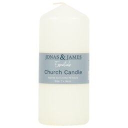 Jonas and James Essentials Church Candle White 70hr 7 x 16cm - Jonas & James - Wilko