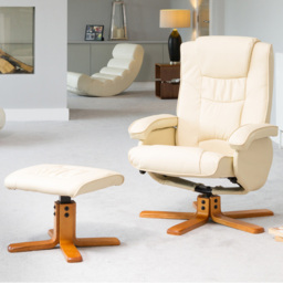 Artemis Home Severn Cream Swivel Recliner Chair with Footstool - Size: Single - Beige - Wilko