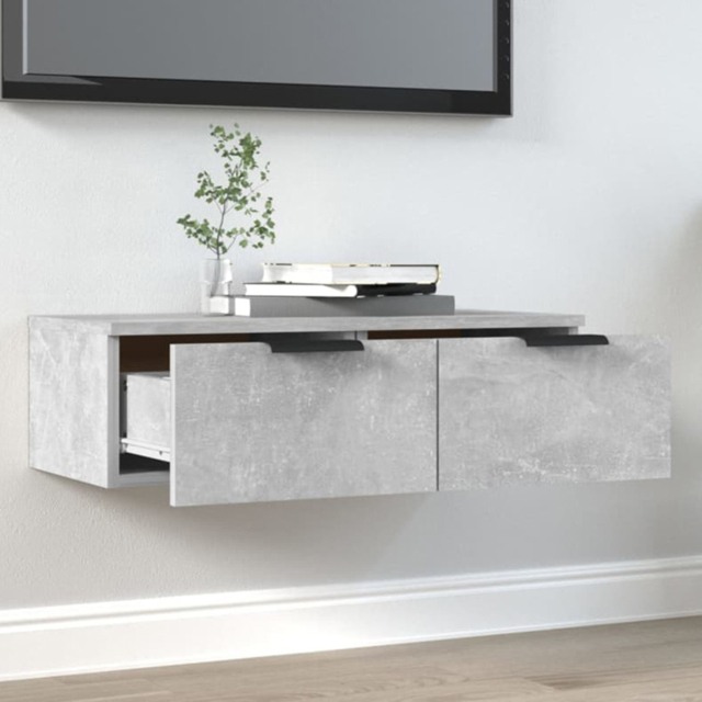 vidaXL 2 Drawer Concrete Grey Wall Mounted Cabinet - Size: 20 x 68 x 30cm - Wilko - image 1
