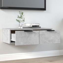 vidaXL 2 Drawer Concrete Grey Wall Mounted Cabinet - Size: 20 x 68 x 30cm - Wilko - thumbnail 1