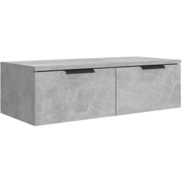 vidaXL 2 Drawer Concrete Grey Wall Mounted Cabinet - Size: 20 x 68 x 30cm - Wilko - thumbnail 3