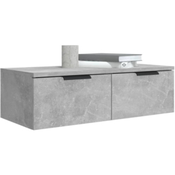 vidaXL 2 Drawer Concrete Grey Wall Mounted Cabinet - Size: 20 x 68 x 30cm - Wilko - thumbnail 4