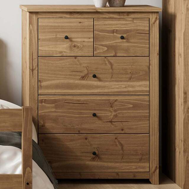 Havana 5 Drawer Pine Chest of Drawers - Brown - LPD Home - Wilko - image 1