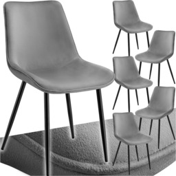 tectake Monroe Set of 6 Grey Velvet Padded Dining Chair - Wilko - thumbnail 3
