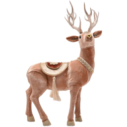 The Seasonal Gift Co Taupe and Gold Standing Deer Christmas Decoration 43cm - Size: 41.5 x 25 x 18.5cm - Pink - The Seasonal Gift Co. - Wilko