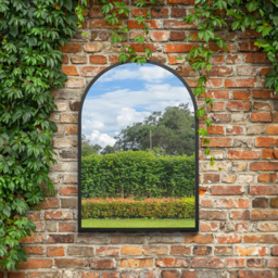 MirrorOutlet The Arcus Black Framed Arched Garden Wall Mirror 100 x 70cm - Size: 100 x 70 x 3cm - Wilko - thumbnail 6