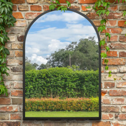 MirrorOutlet The Arcus Black Framed Arched Garden Wall Mirror 100 x 70cm - Size: 100 x 70 x 3cm - Wilko - thumbnail 3