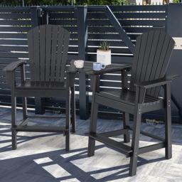 Costway Adirondack Black Bar Stool Set of 2 with Connecting Tray - Size: 2 Seater - Wilko - thumbnail 1